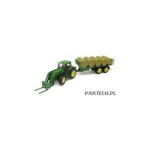 Siku John Deere 6820 z przyczepą do bel i wymienianym systemem ładowacza czołowego   